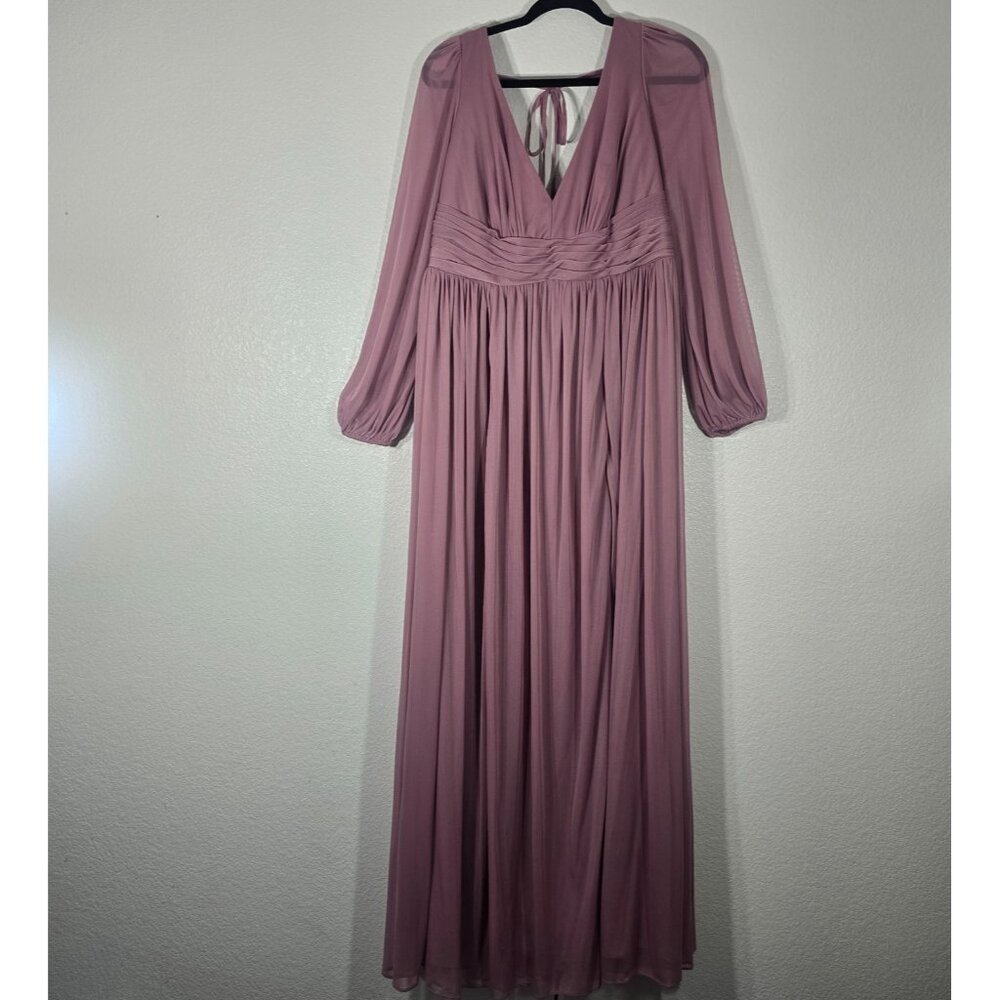 Azazie Mauve/Pink Long Sleeve Maxi Dress